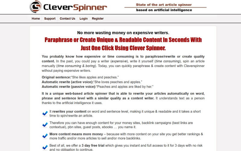 Intelligent Article Rewriter and Spinner - CleverSpinner.com