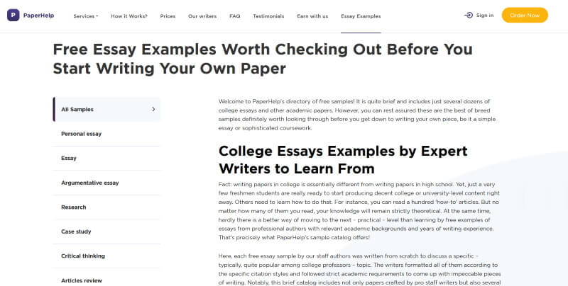 PaperHelp - Free Essay Examples